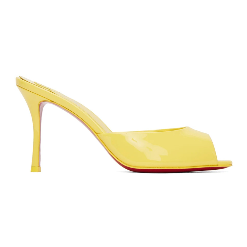 Christian Louboutin Me Dolly 85 Piou Yellow Backless Sandal Mule Heel Pump 39